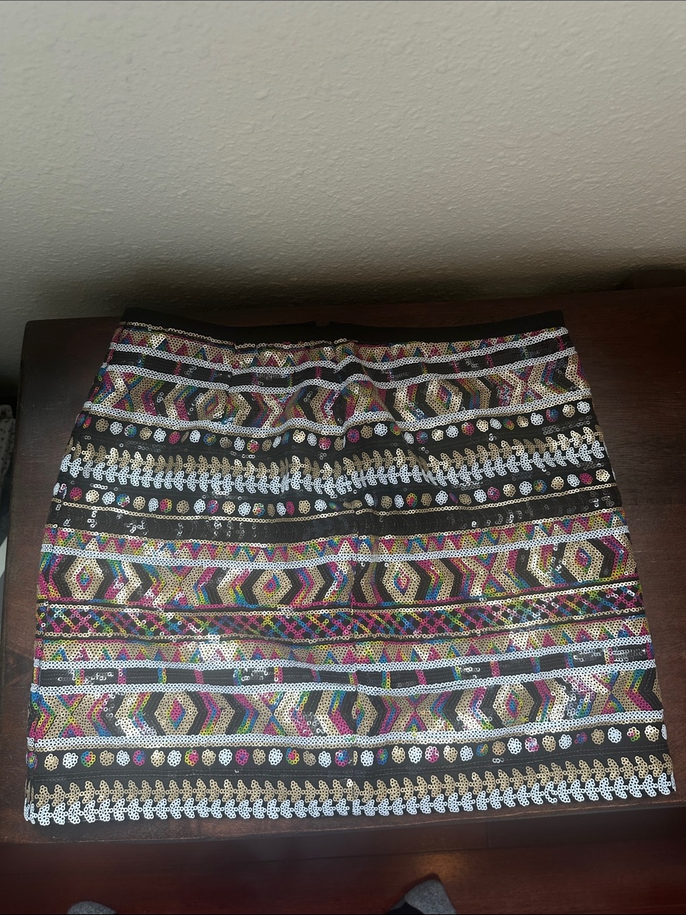 Guess Multicolor Sequin Geo-Pattern Mini Skirt